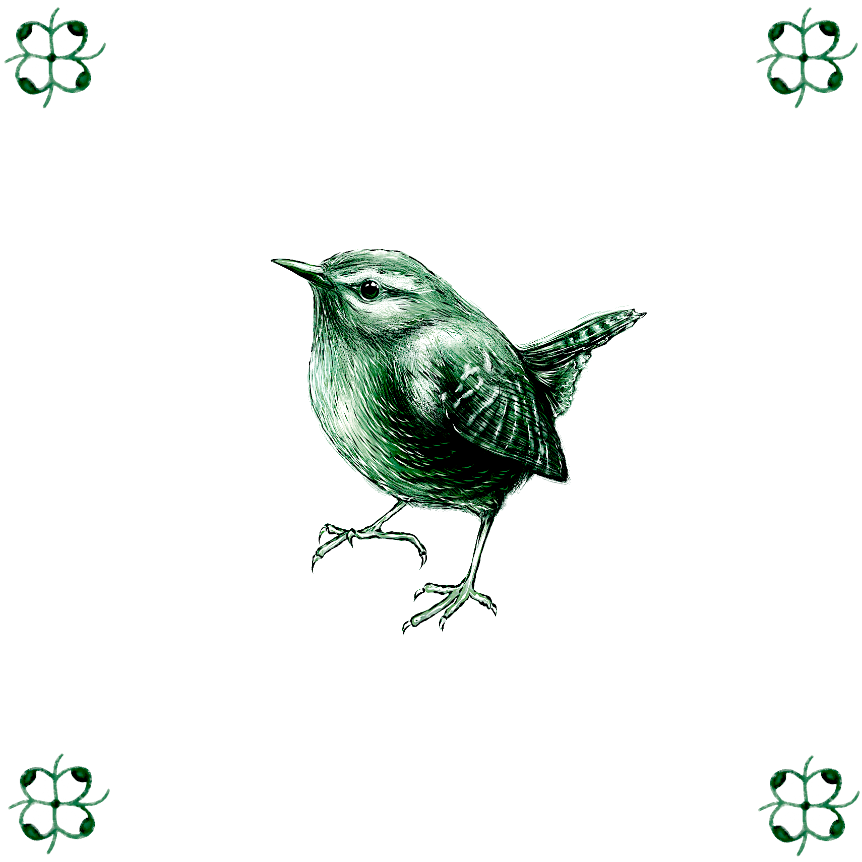 Delft Blue Ceramic Tile- Detailed Wren︱Bathroom Tile, Splashback, Kitchen Tiles, Modern Dutch Style